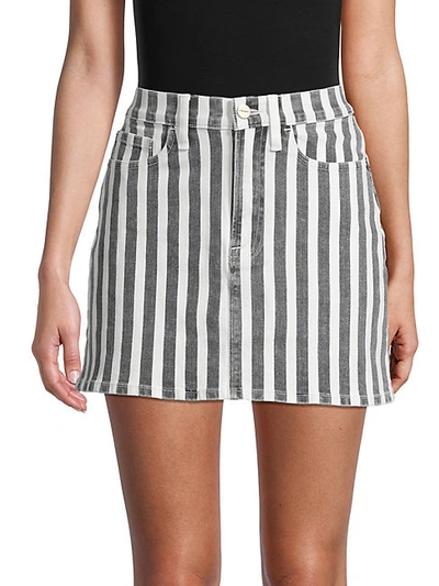 Frame Le Mini Stripe Denim Skirt In Black Multi