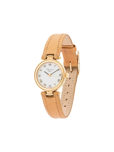 Pre-owned Dior  Rounded Wrist Watch In Gold
