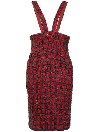 Pre-owned Chanel 2007 Tweed Overall Skirt In Red