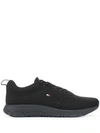 Tommy Hilfiger Ribbed Texture Sneakers In Black