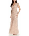 ADRIANNA PAPELL V-NECK SEQUIN GOWN