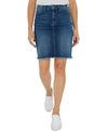 Jen7 By 7 For All Mankind Fray Hem Denim Pencil Skirt In Blue