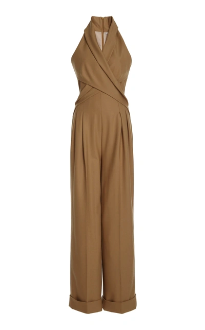 Emilia Wickstead Women's Gregoria Wrap-effect Cady Jumpsuit In Brown