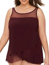 Miraclesuit Plus Size Illusionists Mirage Underwire Tankini Top In Shiraz