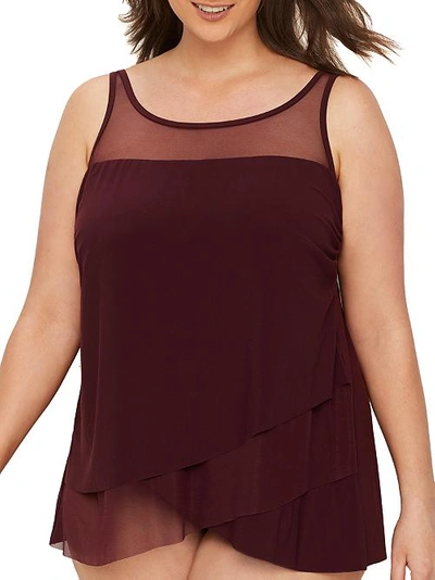 Miraclesuit Plus Size Illusionists Mirage Underwire Tankini Top In Shiraz