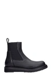 RICK OWENS CREEPER ELASTIC LOW HEELS ANKLE BOOTS IN BLACK LEATHER,11460656