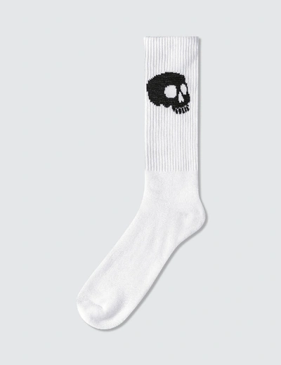 Palm Angels White & Black Skull Socks