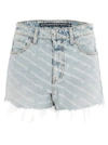 Alexander Wang High-rise Logo Cotton Denim Shorts In Nude