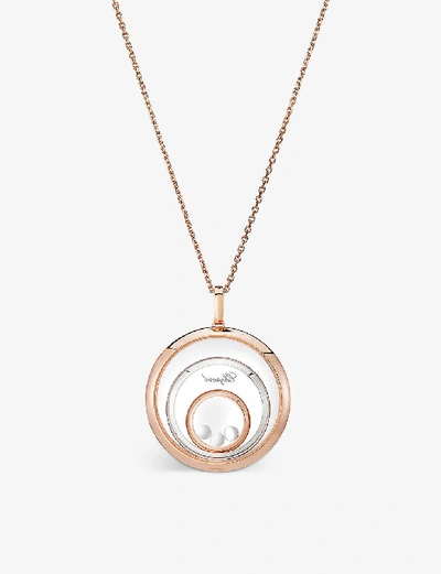 Chopard Happy Spirit Diamond, 18k Rose & White Gold Triple Circle Pendant Necklace In White/rose Gold