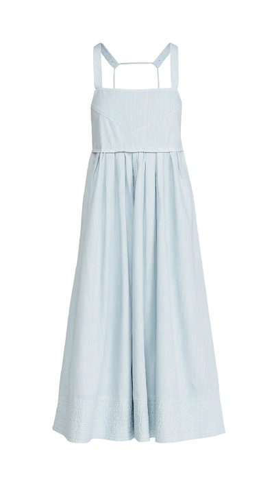 Proenza Schouler White Label Washed Cotton Midi Apron Dress In Grey