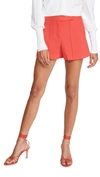 Alice And Olivia Dylan High Waist Tab Pintuck Shorts In Bright Poppy