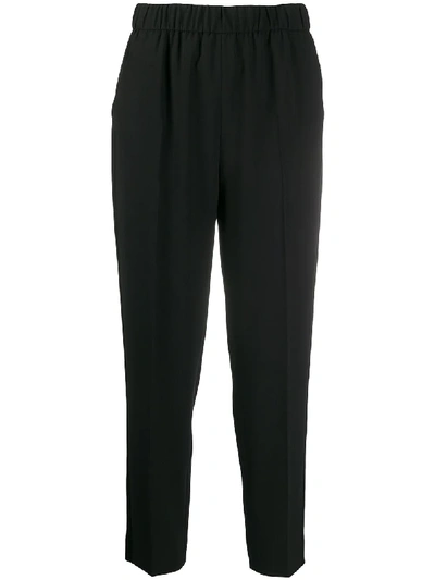 Escada Cropped Tapered Trousers In Blue