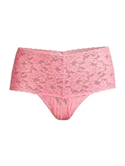 Hanky Panky Plus Size Signature Lace Retro Thong In Bliss Pink