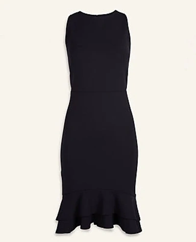 Ann Taylor Petite Double Ruffle Sheath Dress In Black