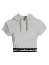 Alexander Wang T Stretch Corduroy Hooded T-shirt In Heather Grey