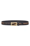 FENDI BAGUETTE PEQUIN STRIPE BELT,8C0620-ADKK