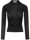 Saint Laurent Ribbed Knit Sheer Top In Black