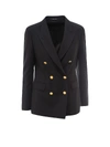 Tagliatore Alicya Double-breasted Wool-blend Blazer In Black
