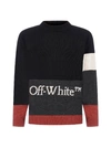 OFF-WHITE COLOR BLOCK LOGO WOOL SWEATER,11461306