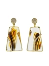 GUITA M 18KT YELLOW GOLD DIAMOND AGATE DROP EARRINGS