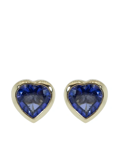 Guita M 18kt Yellow Gold Tanzanite Heart Stud Earrings In Ylwgold