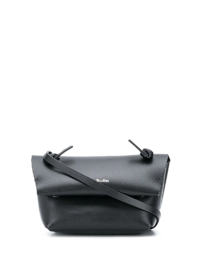 Acne Studios Knotted-strap Mini Leather Cross-body Bag In Black
