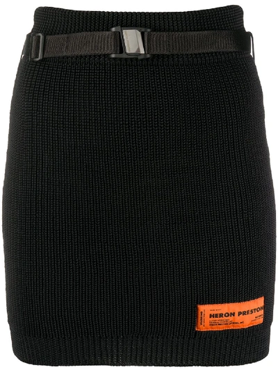 Heron Preston Ribbed Knit Bodycon Mini Skirt In Black