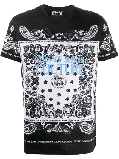 Versace Jeans Couture Logo Baroque Print T-shirt In Black