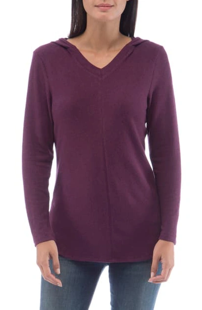 Bobeau Sweater Hoodie In Berry