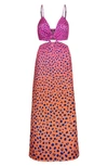 AFRM ROGUE LEOPARD OMBRE CUTOUT MAXI DRESS,AED020470