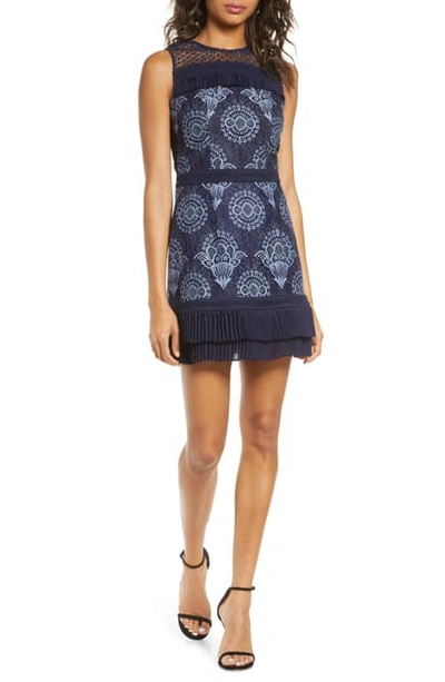 Adelyn Rae Aeris Lace Cocktail Dress In Navy-blue