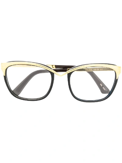 Pre-owned Mugler 1980s Cat-eye Frame Glasses In Gold
