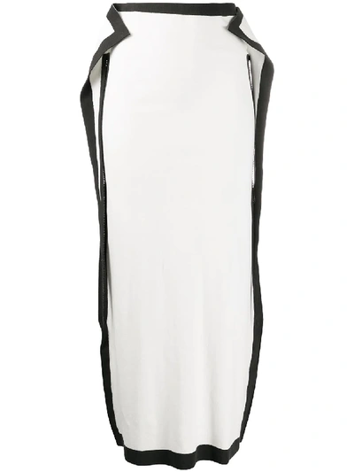 Issey Miyake Draped Graphic Skirt In White