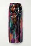 ATTICO BOW-DETAILED SEQUINED SATIN MAXI SKIRT