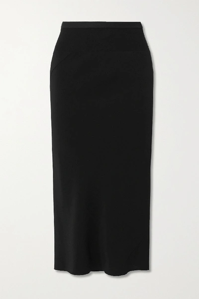Rick Owens Gonna Asymmetric Ribbed Cotton Blend-trimmed Jersey Skirt In Black