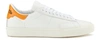 Heron Preston Logo Vulcanized Low Top Leather Sneakers In White Orange