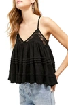 FREE PEOPLE SWEET PEA LACE TRIM LINEN BLEND CAMISOLE,OB1157717