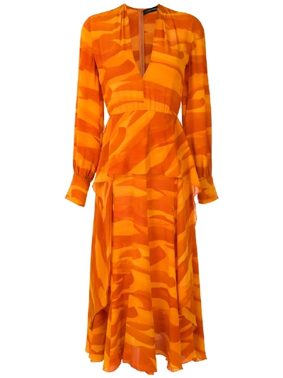 Andrea Marques Silk Dress In Orange