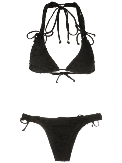 Amir Slama Perforated Detail Bikini Set In Black