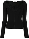 Valentino Viscose Blend V Neck Jumper In Black