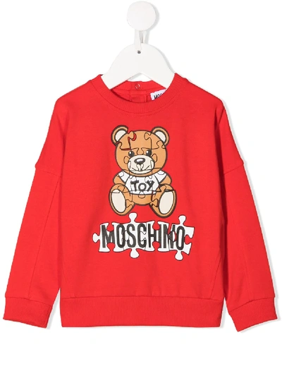 Moschino Babies' Puzzle Bear-print Sweatshirt In Red