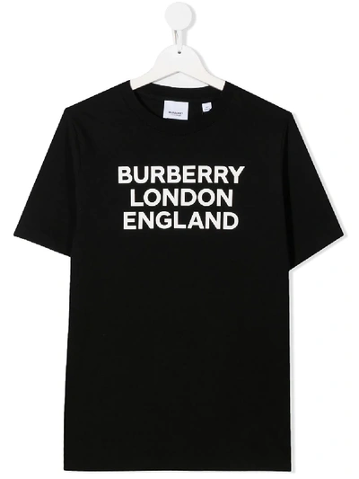Burberry Teen Logo Crew Neck T-shirt In Black