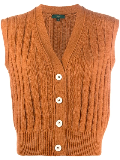Jejia Sleeveless Rib-knit Cardigan In Orange