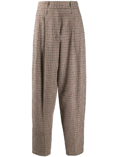 Jejia Plaid Tailored Trousers In Neutrals