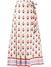 Valentino Pleated Printed Silk Midi Skirt In Neutrals