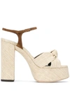 SAINT LAURENT KNOT DETAIL PLATFORM SANDALS