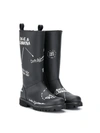 DOLCE & GABBANA LOGO-PRINT LEATHER WELLIES