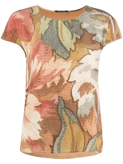 Luisa Cerano T-shirt Mit Blumen-print In Neutrals