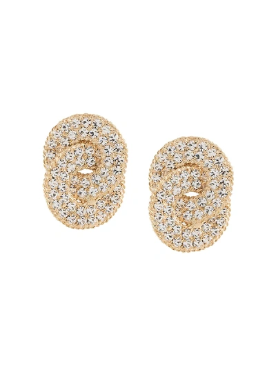 Alessandra Rich Gold Tone Crystal Knot Clip-on Earrings In Not Applicable