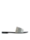 Giuseppe Zanotti Crystal-embellished Flat Metallic Slide Sandals In White